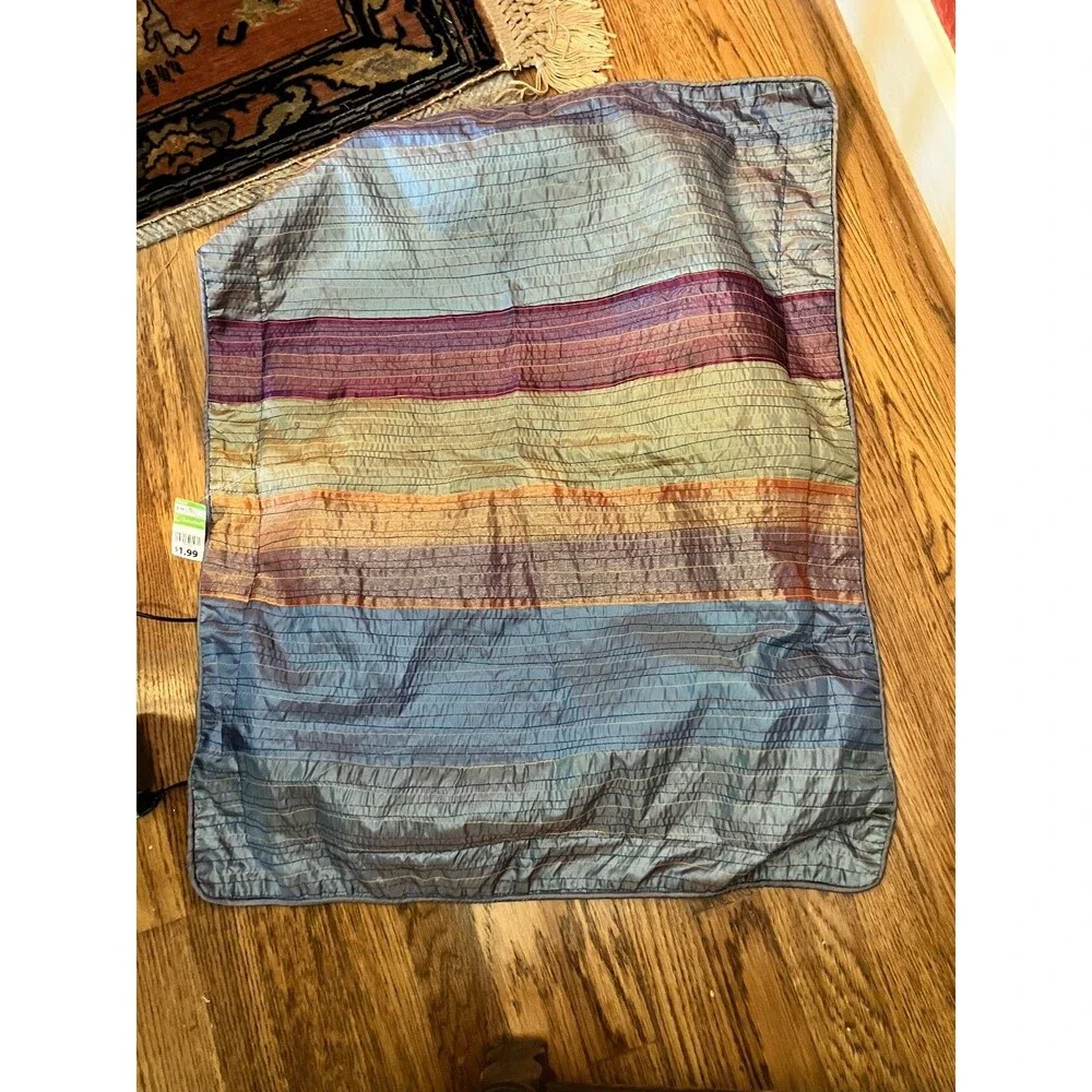 iridescent Wamsutta Standard 2 Pillow Shams Set 2 Blue Multicolor Striped 20x26